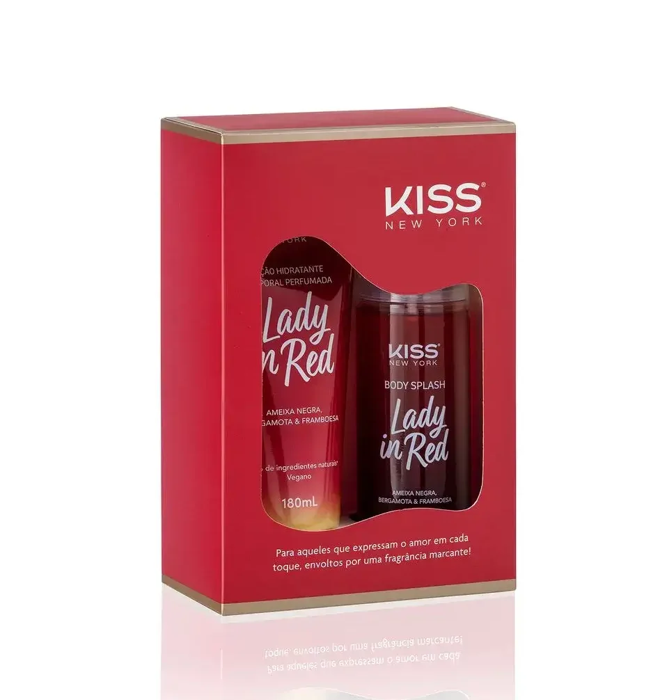 Kit Loção Corporal 180ml + Body Splash 200ml Lady in Red Kiss New York