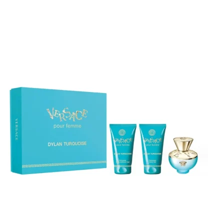 Kit Feminino Dylan Turquoise Versace Pour Femme Eau de Toilette 50ml + Body Lotion 50ml + Shower Gel 50ml