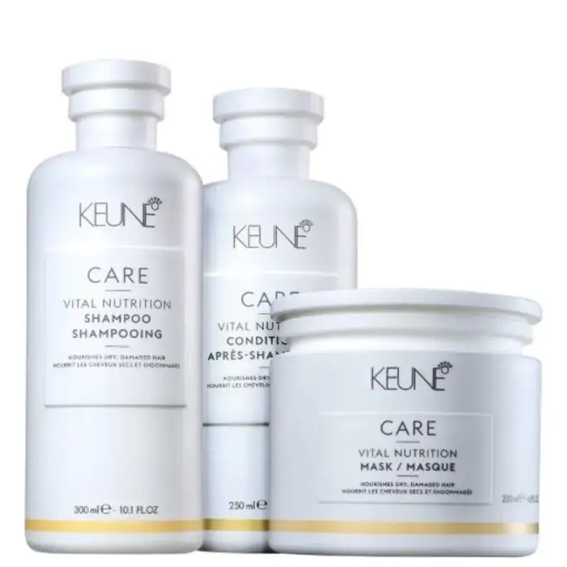 Kit Shampoo 300ml + Condicionador 250ml + Máscara 200ml Vital Nutrition Keune