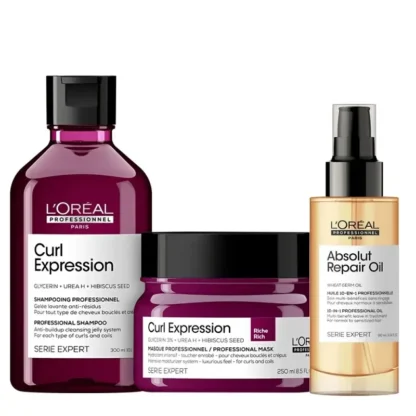 Kit shampoo 300ml + máscara capilar 250g Curl Expression + Óleo Absolut Repair 90ml L'oreal Professionnel