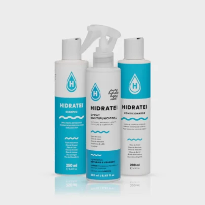 Kit Shampoo 250ml + Condicionador 200ml + Spray Leave-in 250ml Hidratei