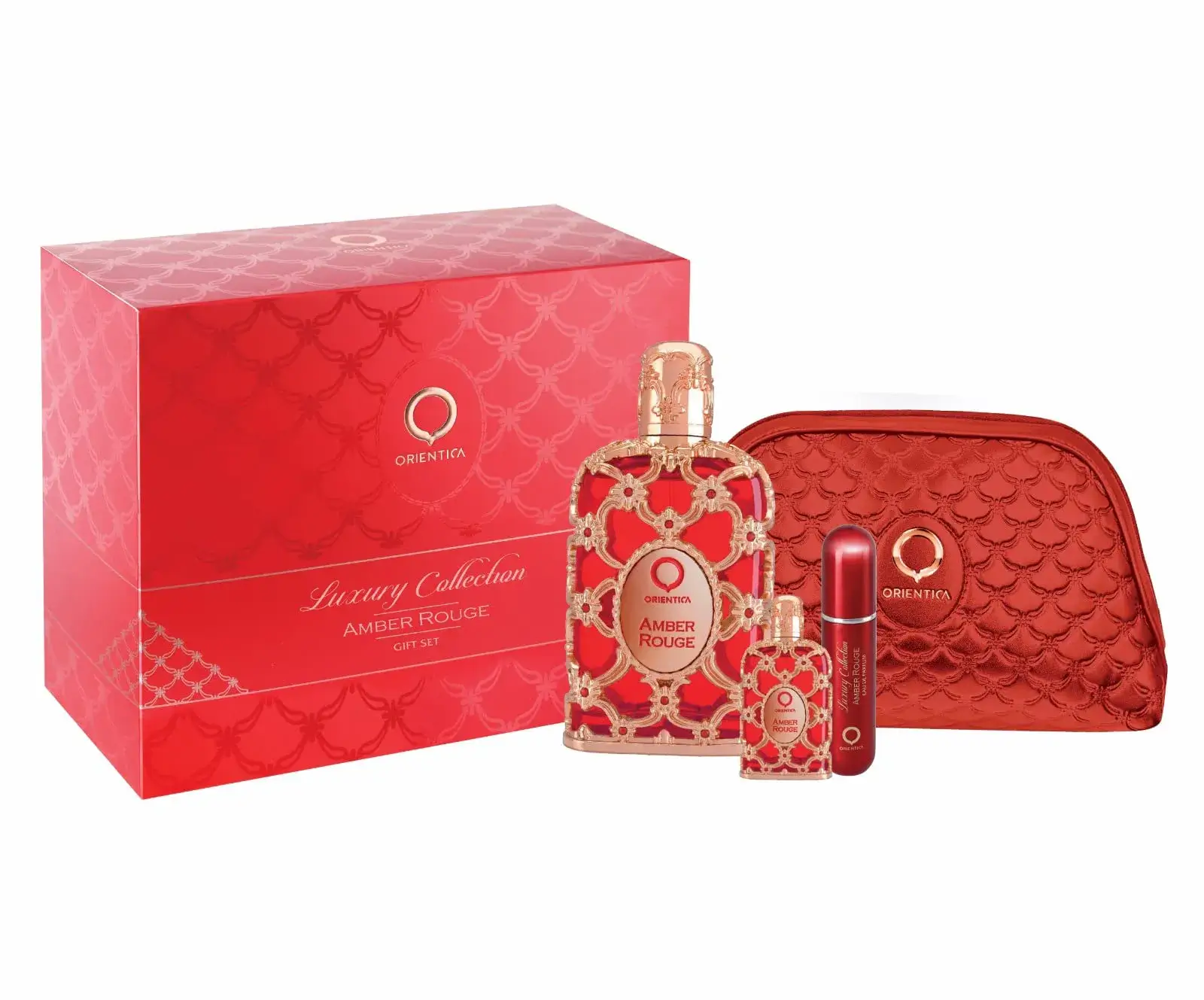 Kit Feminino Árabe Amber Rouge Orientica Eau de Parfum 80ml + Eau de Parfum 10ml + Necessaire