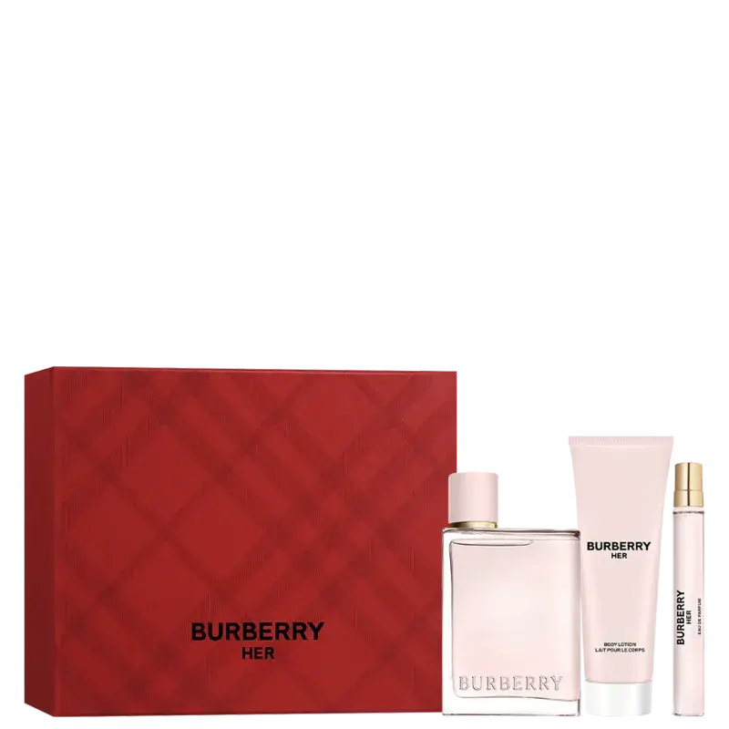 Kit Feminino Her Burberry Eau de Parfum 100ml + Loção Corporal 75ml + Travel Size 10ml