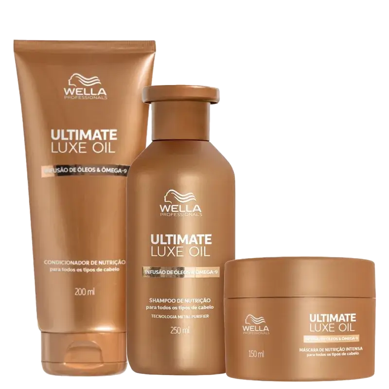 Kit Shampoo 250ml + Condicionador 200ml + Máscara 150ml Ultimate Luxe Oil Wella Professionals