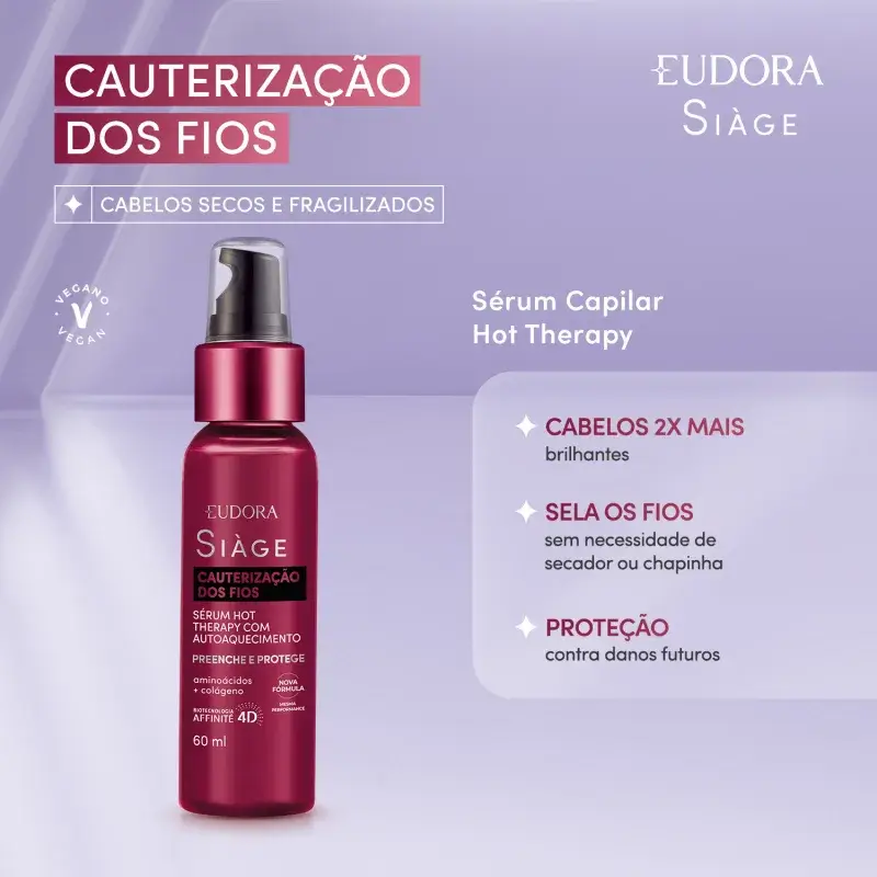 Sérum Capilar Hot Therapy Cauterização dos Fios Siàge Eudora 60ml - Imagem 2