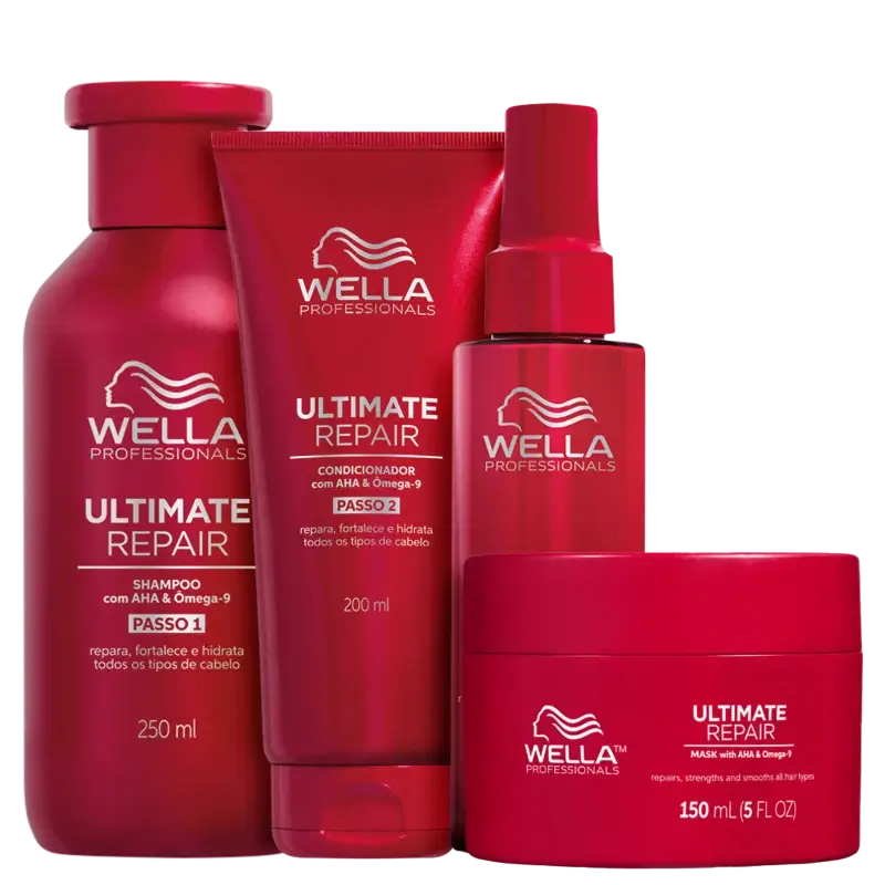 Kit Ultimate Repair Shampoo 250ml + Condicionador 200ml + Máscara 150ml + Leave-in 95ml Wella Professionals