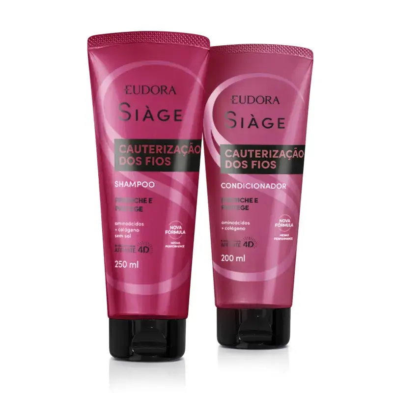 Kit Shampoo 250ml + Condicionador 200ml Cauterização dos Fios Siàge Eudora