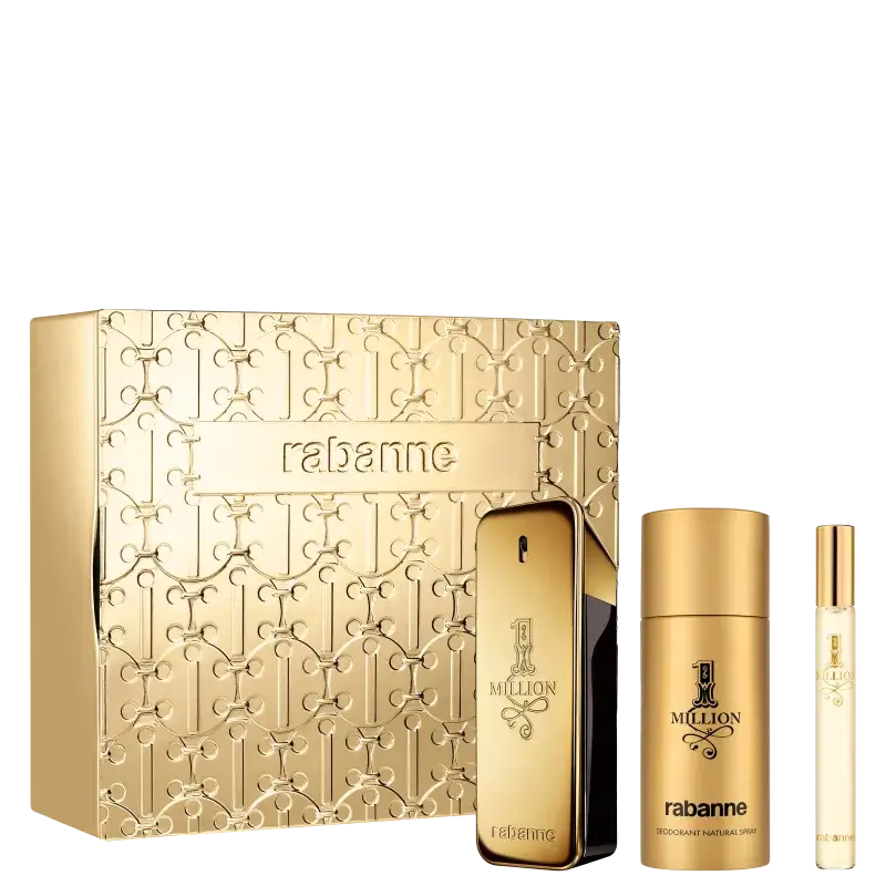 Kit Masculino 1 Million RABANNE Eau de Toilette 100ml + Gel de Banho 100ml + Travel Size 10ml
