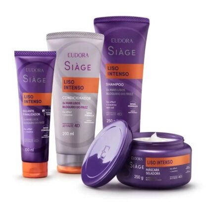 Kit Shampoo 250ml + Condicionador 200ml + Máscara 250g + Leave-in 100ml Liso Intenso Siàge Eudora