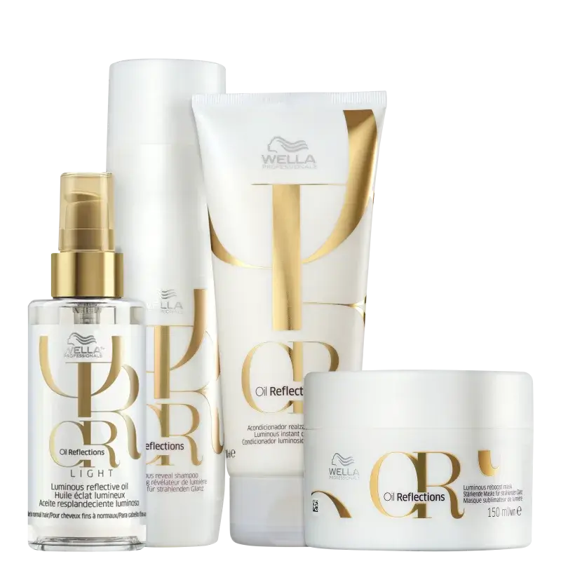 Kit Shampoo 250ml + Condicionador 200ml + Máscara 150ml + Óleo 100ml Oil Reflections Wella Professionals