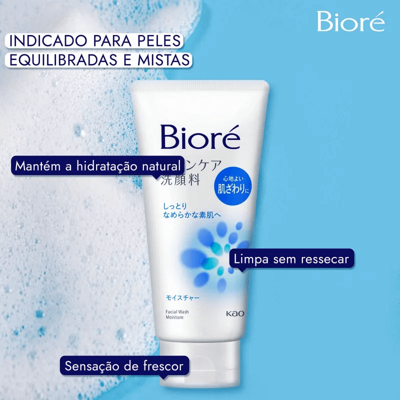 Sabonete de Limpeza Facial Wash Moisture Bioré 130g - Imagem 2