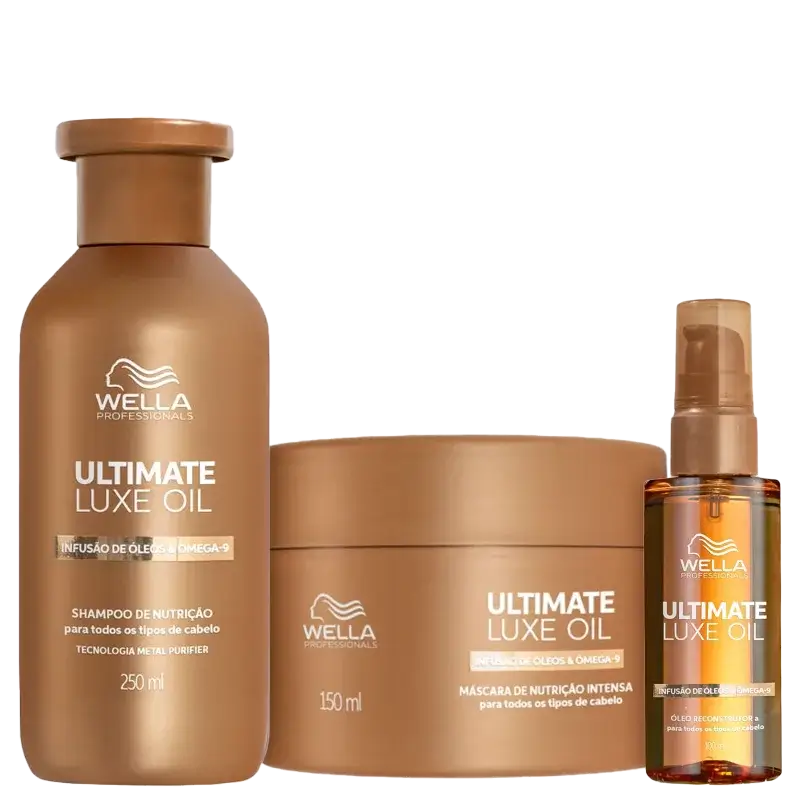 Kit Shampoo 250ml + Máscara 150ml + Óleo 100ml Ultimate Luxe Oil Wella Professionals
