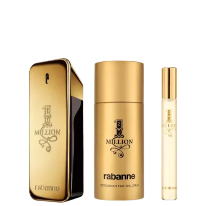Kit Masculino 1 Million RABANNE Eau de Toilette 100ml + Gel de Banho 100ml + Travel Size 10ml - Imagem 2