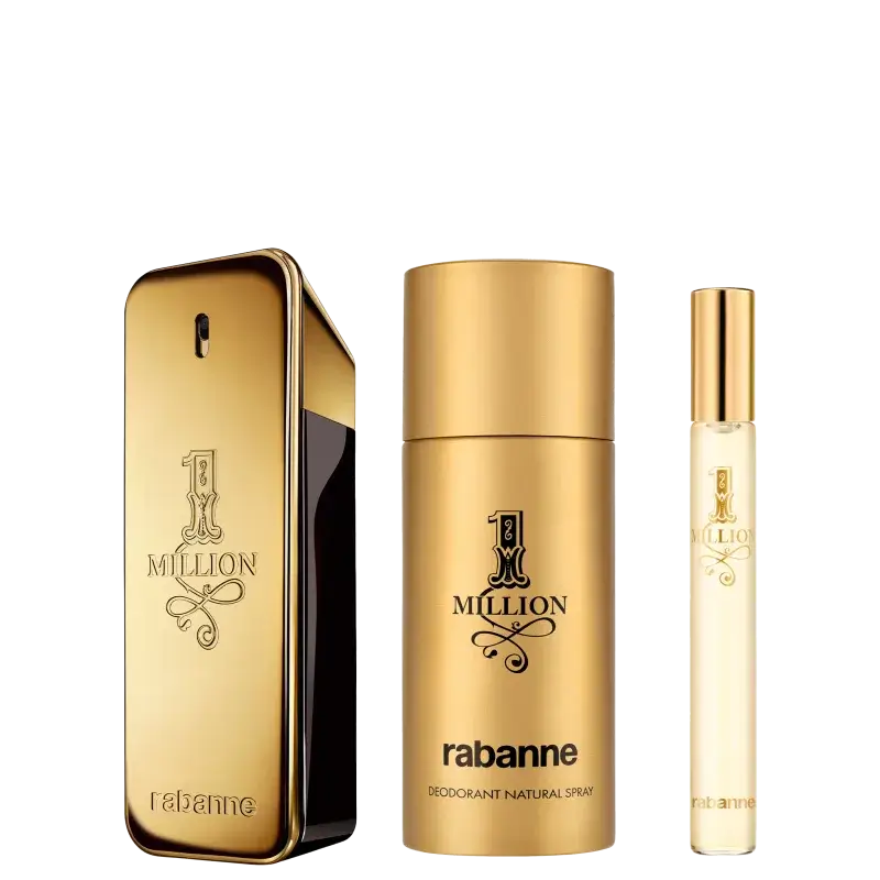 Kit Masculino 1 Million RABANNE Eau de Toilette 100ml + Gel de Banho 100ml + Travel Size 10ml - Imagem 2