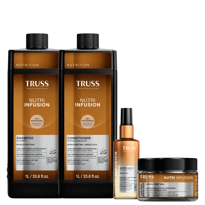 Kit Shampoo 1 Litro + Condicionador 1 Litro + Máscara Capilar 180g + Óleo Nutritivo 60ml Nutri Infusion Truss