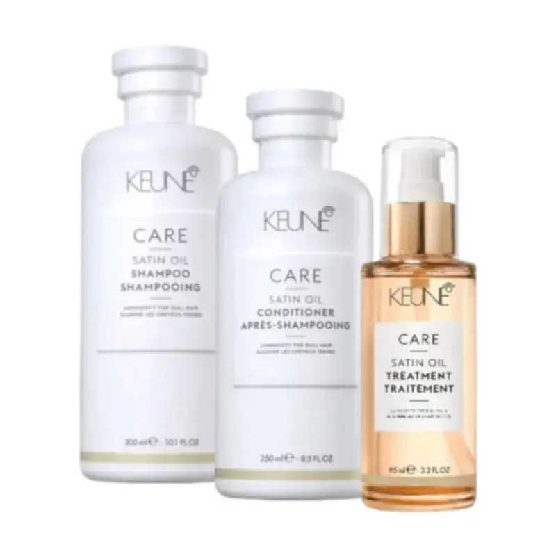 Kit Shampoo 300ml + Condicionador 250ml + Oil Treatment 95ml Satin Oil Keune