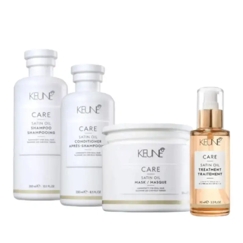 Kit Shampoo 300ml + Condicionador 250ml + Máscara 200ml + Oil Treatment 95ml Satin Oil Keune