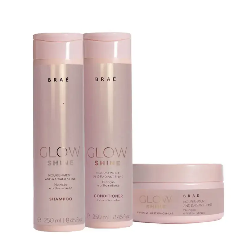 Kit Shampoo 250ml + Condicionador 250ml + Máscara 200g Glow Shine Braé